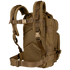 The Condor Compact Assault Backpack 24L, shown from the back, features multiple straps, an adjustable padded harness, mesh side pockets, and a waist belt—ideal for military or law enforcement use.