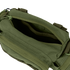 The Condor Deployment Bag 6.5L in olive green is shown open, displaying its zippered main compartment with an empty interior and extra pockets.