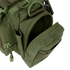 Close-up of the Condor Deployment Bag 6.5L in olive green, highlighting zippers, multiple compartments, and a partially open pocket.