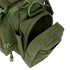 Close-up of the Condor Deployment Bag 6.5L in olive green, highlighting zippers, multiple compartments, and a partially open pocket.