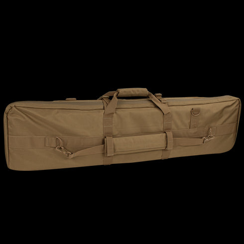 The Condor 42 Single Rifle Case is a brown, rectangular soft case with handles, straps, and buckles—perfect for safely transporting long items like rifles or gear, making it ideal for tactical or law enforcement use.