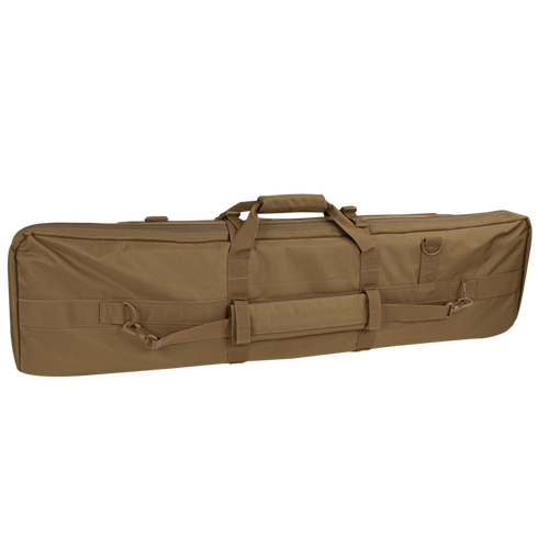The Condor 42" Single Rifle Case is a tan padded rectangular case with two handles, zipper closure, and adjustable straps, shown against a plain white background.