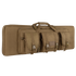 The Condor 42 Single Rifle Case is a tan, rectangular tactical bag with three front pouches, two carrying handles, and buckle closures, designed for secure transport of gear or equipment for military or first responder use.