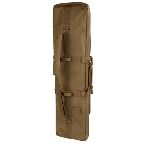 The Condor 42" Single Rifle Case is a tan, rectangular padded carrying case with handles and straps, shown standing upright against a plain white background.