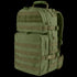 Condor Medium Assault Backpack 30L in Olive Drab features multiple zippered compartments, MOLLE webbing, padded straps, and a sturdy top handle—ideal for outdoor or military use.