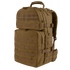 The Condor Medium Assault Backpack 30L is a tan tactical pack with multiple compartments, MOLLE webbing, adjustable straps, and a padded handle—ideal for military or bushcraft use in tough outdoor conditions.