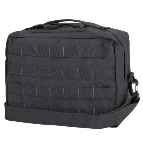 The Condor Utility Shoulder Bag 7L is a black tactical bag featuring a handle, adjustable strap, and front MOLLE webbing for accessory attachment—perfect for EDC or law enforcement use.