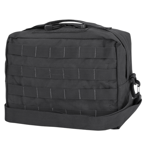 The Condor Utility Shoulder Bag 7L is a black tactical bag featuring a handle, adjustable strap, and front MOLLE webbing for accessory attachment—perfect for EDC or law enforcement use.