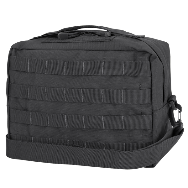 The Condor Utility Shoulder Bag 7L is a black tactical bag featuring a handle, adjustable strap, and front MOLLE webbing for accessory attachment—perfect for EDC or law enforcement use.