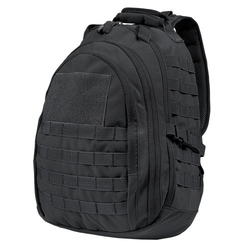 The Condor Ambidextrous Sling 27L is a black tactical backpack with multiple zippered compartments, front and side MOLLE webbing, and a reinforced top handle—perfect for first responders or law enforcement needing reliable gear.