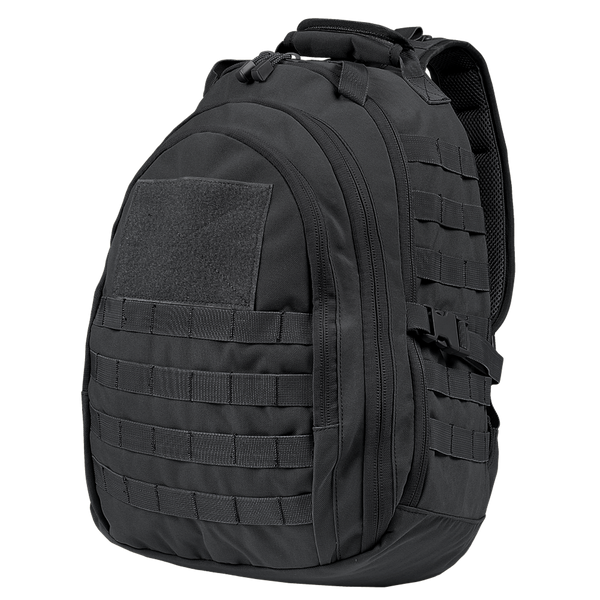 The Condor Ambidextrous Sling 27L is a black tactical backpack with multiple zippered compartments, front and side MOLLE webbing, and a reinforced top handle—perfect for first responders or law enforcement needing reliable gear.