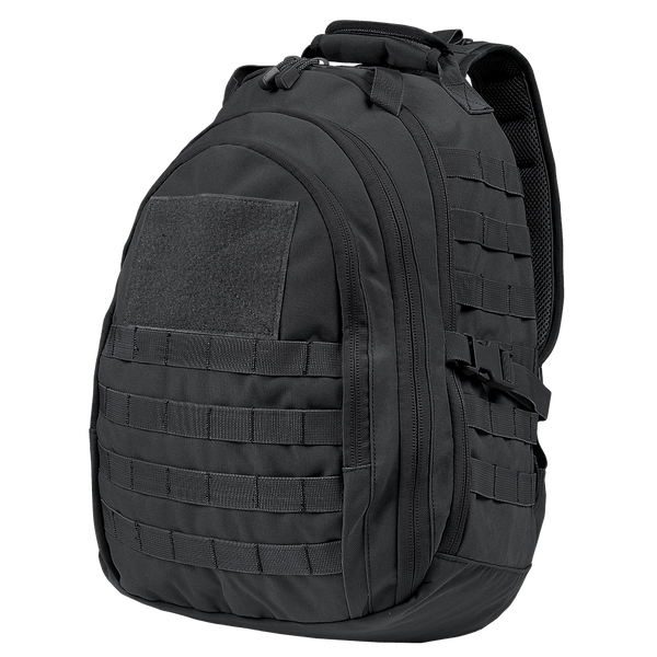 The Condor Ambidextrous Sling 27L is a black tactical backpack with multiple zippered compartments, front and side MOLLE webbing, and a reinforced top handle—perfect for first responders or law enforcement needing reliable gear.