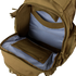 The Condor Urban Go Backpack 33L - Scorpion OCP features an open main compartment with a blue lining and zippered mesh pocket, perfect for first responders or shooting range enthusiasts needing organized, accessible gear storage.
