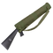 An olive drab Condor Shotgun Scabbard is attached to the stock of a black firearm, displayed against a white background.