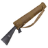 The Condor Shotgun Scabbard is a brown tactical carrying case with a shoulder strap, designed to hold and protect your firearm stock and grip, which are partially visible at one end.