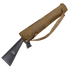 The Condor Shotgun Scabbard is a brown tactical carrying case with a shoulder strap, designed to hold and protect your firearm stock and grip, which are partially visible at one end.
