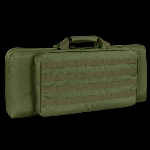 Condor 28 Single Rifle Case in Olive Drab features a handle, zippered main compartment, and front MOLLE webbing.