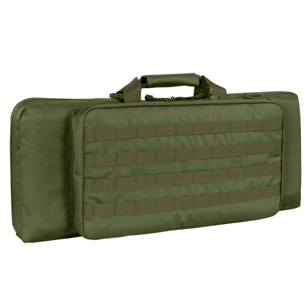Condor 28 Single Rifle Case in Olive Drab features a handle, zippered main compartment, and front MOLLE webbing.