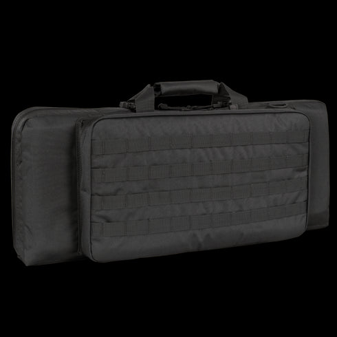 The Condor 28 Single Rifle Case is a black, rectangular tactical case with a handle, external molle webbing, and side compartment—ideal for law enforcement or military use.