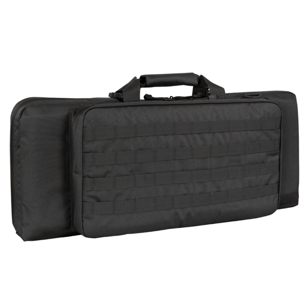 The Condor 28 Single Rifle Case is a black, rectangular tactical case with a handle, external molle webbing, and side compartment—ideal for law enforcement or military use.