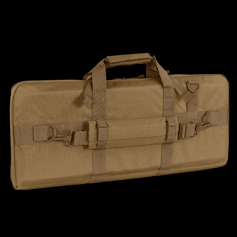 The Condor 28 Single Rifle Case is a brown rectangular tactical carrier with handles, straps, and buckles—perfect for transporting gear on bushcraft outings or to the shooting range.