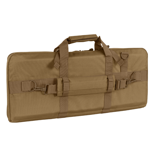 The Condor 28 Single Rifle Case is a brown rectangular tactical carrier with handles, straps, and buckles—perfect for transporting gear on bushcraft outings or to the shooting range.