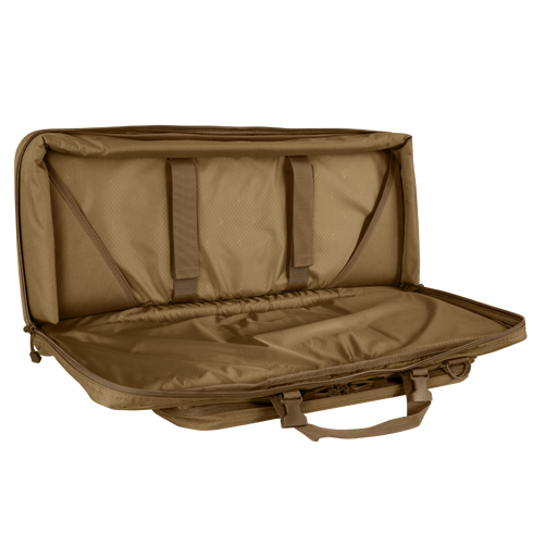 The Condor 28 Single Rifle Case is a brown, soft-sided case with a zipper, two internal securing straps, and a carry handle—perfect for everyday carry or organizing your gear at the range.