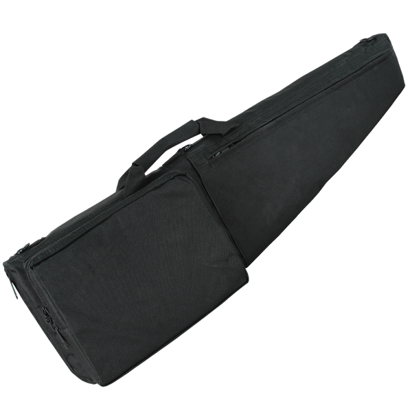 The Condor 38 Rifle Case is a black, padded soft case with handles and zippered compartments, designed to carry and protect rifles—ideal for military or law enforcement use.