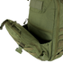 Close-up of the Condor Venture Backpack 27.5L in Scorpion OCP, ideal for bushcraft, featuring a partially open front compartment with visible zippers and straps.