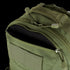 A close-up of the Condor Venture Backpack 27.5L in Scorpion OCP, showing a partially open zipper that reveals the black lining and multiple compartments, popular for military and law enforcement use.