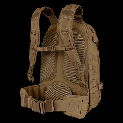 The Condor Venture Backpack 27.5L features padded shoulder straps, a mesh back panel, adjustable chest and waist straps, and multiple attachment points—perfect for first responders and law enforcement pros.