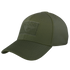 The Condor Flex Tactical Cap in olive green features a curved brim and a rectangular patch on the front—perfect for EDC or the shooting range.