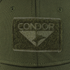 Close-up of the Condor Flex Tactical Cap in MultiCam Black, showcasing a velcro patch with the brand name and bird logo—ideal for military enthusiasts or bushcraft adventurers.