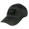 The Condor Flex Tactical Cap - MultiCam Black features a curved brim and a rectangular front patch, showcasing a stylish black camouflage pattern.