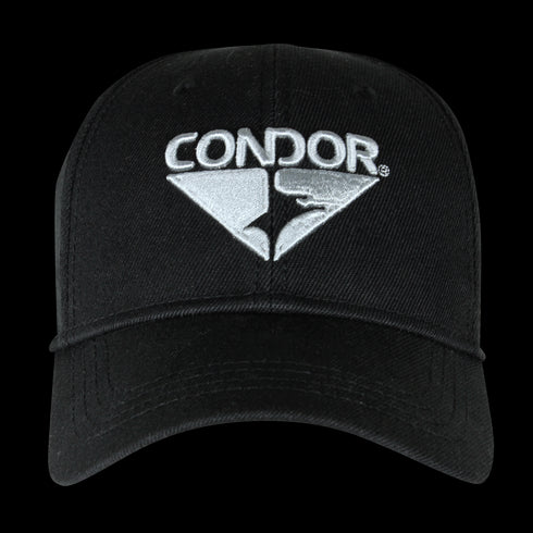 The Condor Signature Range Cap by Condor features CONDOR and a geometric bird logo embroidered in white—ideal for everyday carry or shooting range use.