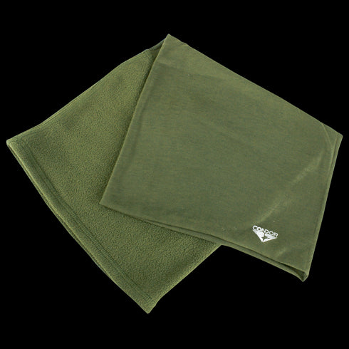 Condor Fleece Multi Wrap in olive green, featuring the white Condor logo on one corner. Designed for Military or First Responder use, shown on a plain background.