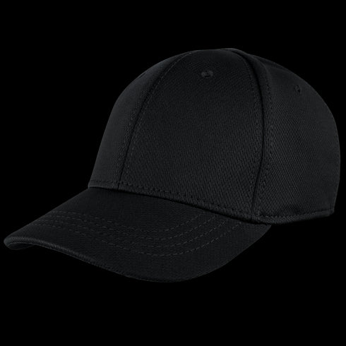 The Condor Flex Team Cap is a black baseball cap with visible stitching and a stretchable sweatband, displayed on a white background.