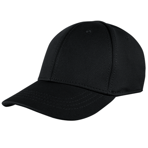The Condor Flex Team Cap is a black baseball cap with visible stitching and a stretchable sweatband, displayed on a white background.