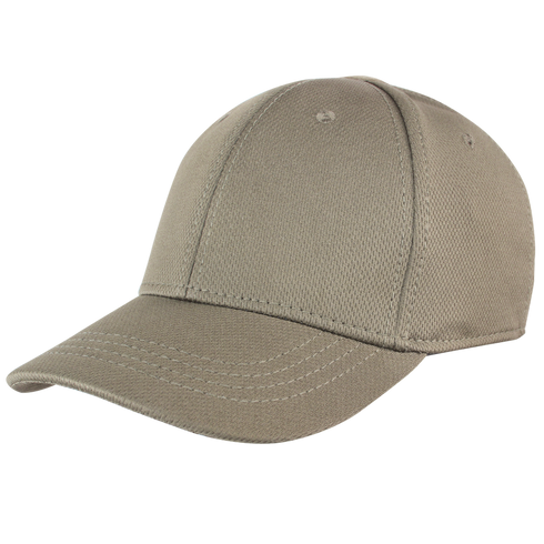 The Condor Flex Team Cap in tan features visible stitching, a stretchable sweatband, and is shown against a white background.