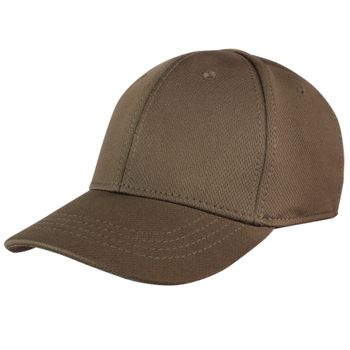 The Condor Flex Team Cap in brown features visible stitching, structured front panels, a slightly curved brim, and a stretchable sweatband for comfort, shown on a plain white background.
