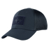 The Condor Flex Tactical Mesh Cap features a dark blue design, curved brim, mesh back panels, and a rectangular embossed patch—ideal for law enforcement professionals or first responders seeking reliable style.