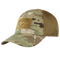 Image of the front of a tactical cap in multicam