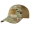Image of the front of a tactical cap in multicam