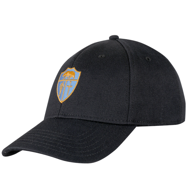 The Condor CA Cadet Corps Cap is a black baseball cap with a yellow and blue shield emblem on the front—ideal for law enforcement or first responder fans.