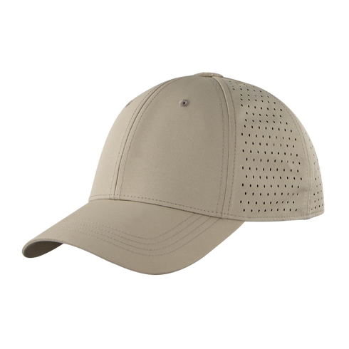Beige baseball cap with ventilation holes on the side panels, curved brim, and a clean, minimalist design, shown against a plain white background.