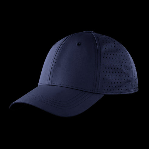 The Condor HydroFit Team Mesh Cap, in navy blue, features a curved brim and perforated side panels, displayed on a white background.