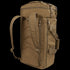 The Condor Colossus Duffle Bag 60L is a tan tactical bag for military and law enforcement, featuring padded shoulder straps, multiple zippered compartments, and side handles. Shown standing upright.