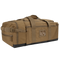 The Condor Colossus Duffle Bag 60L is a large tan tactical bag featuring multiple zippered compartments, carrying handles, and a small transparent ID window on the side.