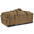 The Condor Colossus Duffle Bag 60L is a large tan tactical bag featuring multiple zippered compartments, carrying handles, and a small transparent ID window on the side.