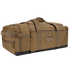 The Condor Colossus Duffle Bag 60L is a large tan tactical bag featuring multiple zippered compartments, carrying handles, and a small transparent ID window on the side.